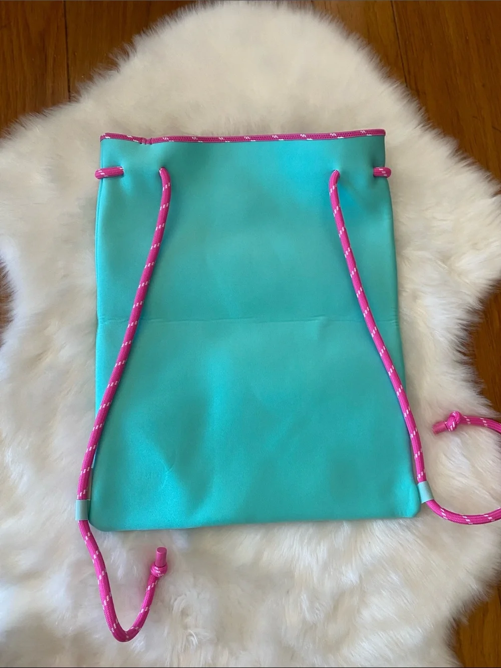 triangl swimwear Teal Drawstring Backpack with Pink Trim